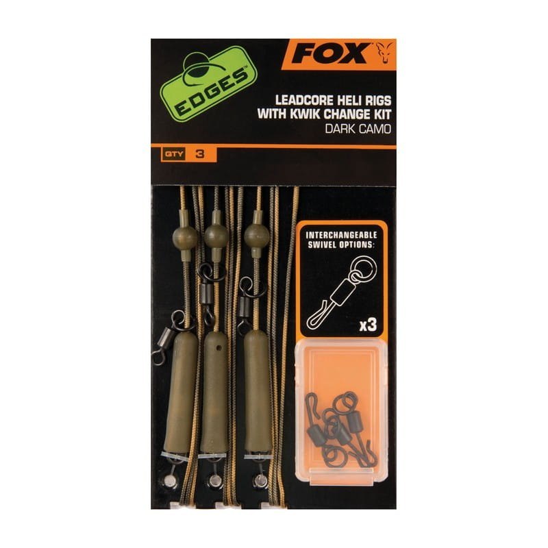 Fox Zestaw Leadcore Heli rig Dark Camo 3szt Fox Zestaw Leadcore Heli rig Dark Camo 3szt