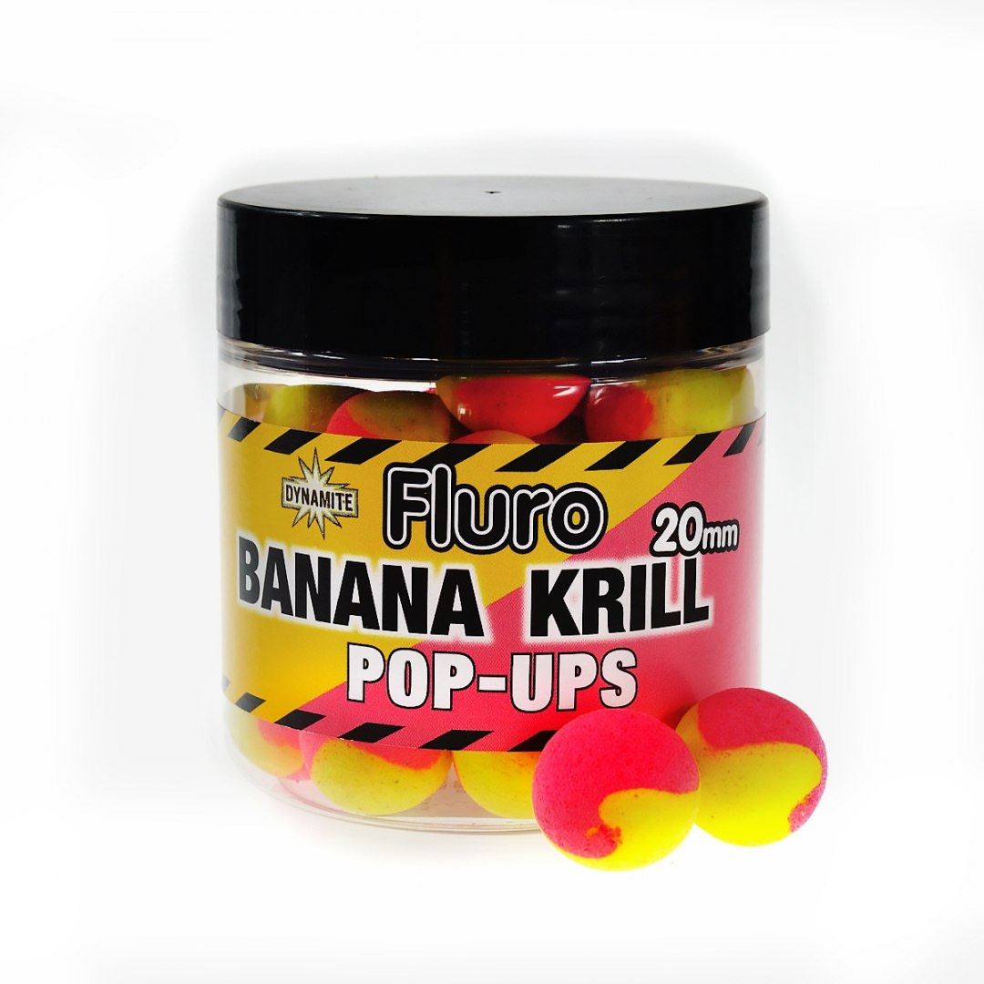 DynamiteBaits Fluro Two Tone Krill & Banana Pop-Ups 15mm DynamiteBaits Fluro Two Tone Krill & Banana Pop-Ups 15mm