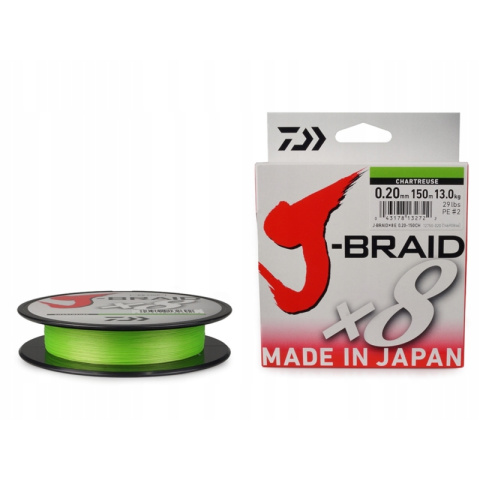 Daiwa Plecionka J-Braid X8 150m 0,16 chartreuse Daiwa Plecionka J-Braid X8 150m 0,16 chartreuse