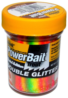 Pasta Berkley PowerBait Double Glitter - żółty/zielony/czerwony - 1105521