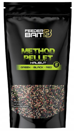 Feeder Bait Pellet Halibut Green/Red/Black 2mm 800g