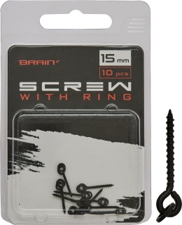 BRAIN Wkręt do przynęt z pierścieniem Brain Screw With Ring 15mm (10 szt/opak)
