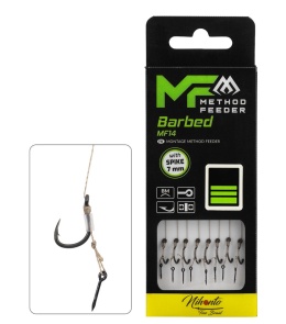 MIKADO PRZYPON MF - MF14 Z IGŁĄ - hak z zadziorem nr 14/ plecionka: 0.12mm/10cm - op.8szt