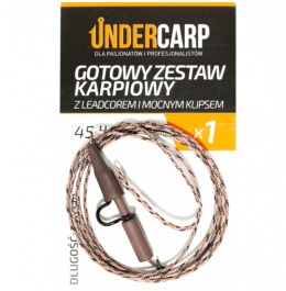 UNDERCARP Gotowy zestaw karpiowy z leadcorem i mocnym klipsem 45 lbs / 100 cm brązowy
