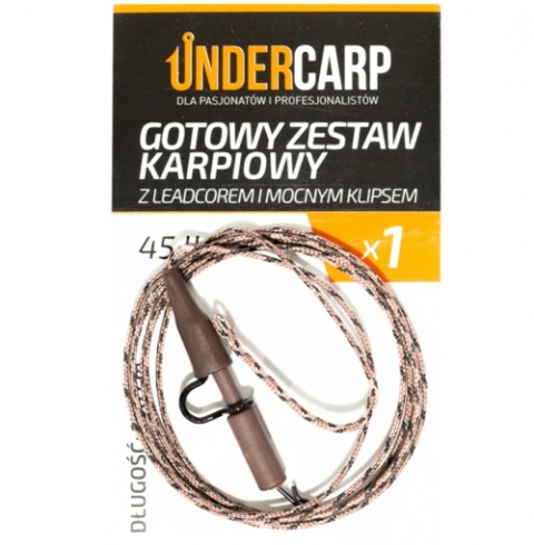 UNDERCARP Gotowy zestaw karpiowy z leadcorem i mocnym klipsem 45 lbs / 100 cm brązowy UNDERCARP Gotowy zestaw karpiowy z leadcorem i mocnym klipsem 45 lbs / 100 cm brązowy