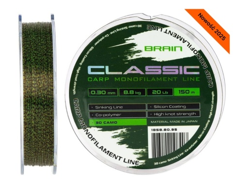 Brain Żyłka Classic Carp Line (3D camo) 150m 0.30mm 20lb/8.8kg