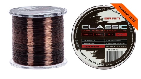 Brain Żyłka Classic Carp Line (dark brown) 600m 0.25mm Brain Żyłka Classic Carp Line (dark brown) 600m 0.25mm