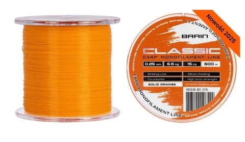 Brain Żyłka Classic Carp Line (solid orange) 600m 0.25mm