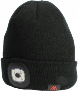 MIKADO CZAPKA CZARNA Z DIODAMI LED ZIMOWA CIEPŁA BEANIE