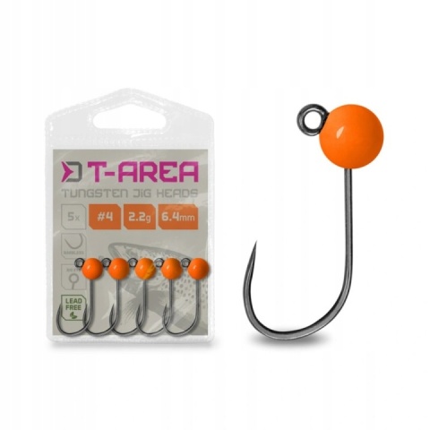 Główka Jigowa Wolframowa Delphin T-AREA BL5.5mm /1.5g #4/ 5 szt. -Fluo Pomarańcz.