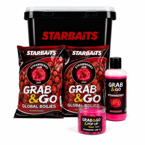 ZESTAW STARBAITS GRAB & GO STRAWBERRY JAM 2x1KG POP UP DIP WIADRO