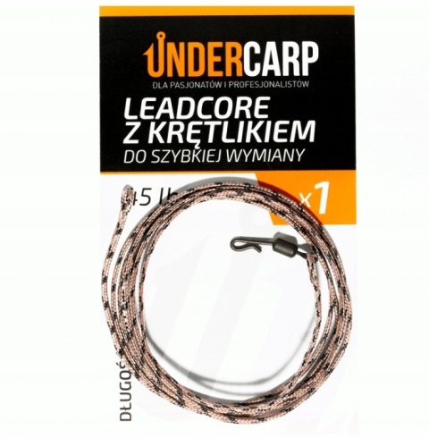 UNDERCARP LEADCORE Z KRĘTLIKIEM DO SZYBKIEJ WYMIANY 45 LBS / 100 CM BRĄZOWY