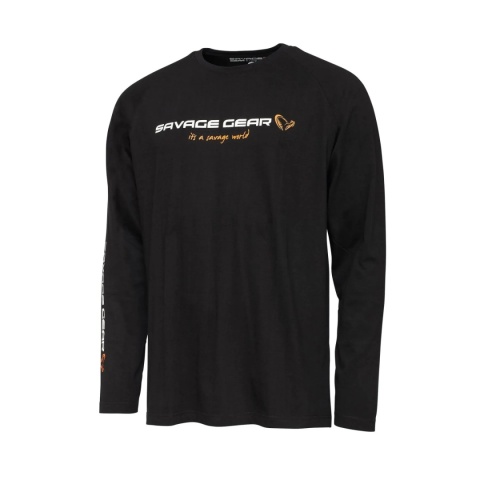 KOSZULKA SAVAGE GEAR SIGNATURE LOGO LS T-SHIRT BLACK CAVIAR Rozmiar L