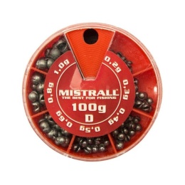 Zestaw śrucin wędkarskich Mistrall 0,2-1,0 g opakowanie 100g